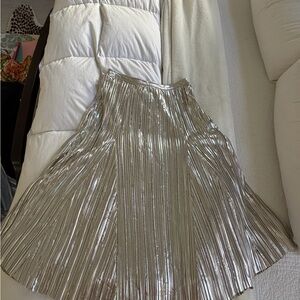 Maeve Metallic Silver A-Line Skirt